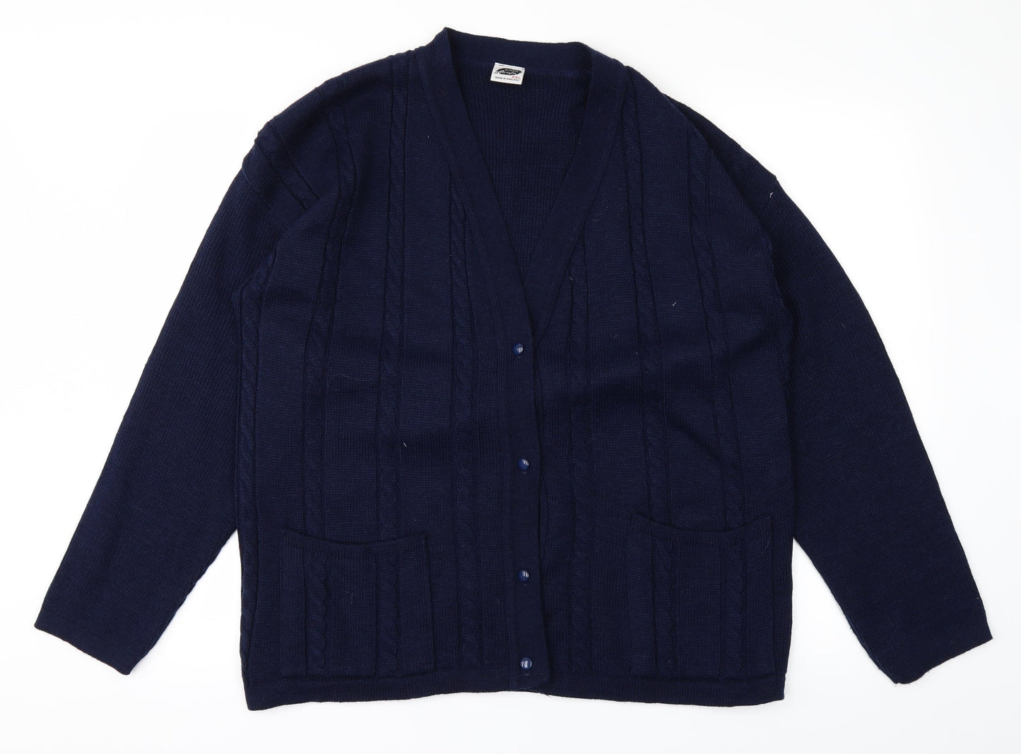 100acrylic Womens Blue  Knit Cardigan Jumper Size 2XL