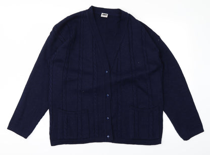 100acrylic Womens Blue  Knit Cardigan Jumper Size 2XL