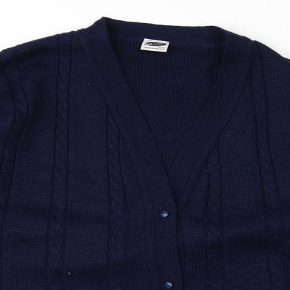 100acrylic Womens Blue  Knit Cardigan Jumper Size 2XL