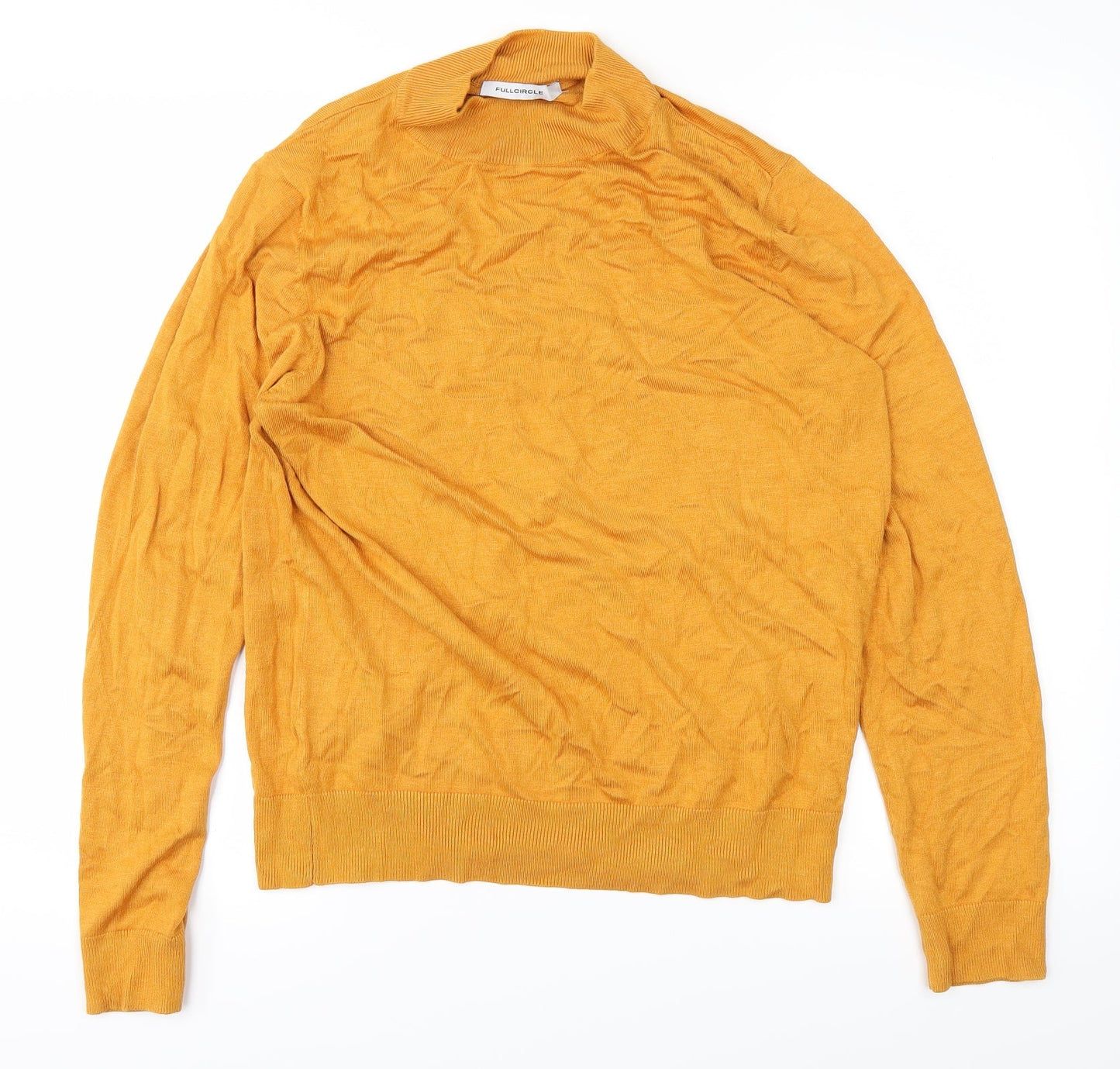Womens UK Size L Full Circle Yellow Basic T-Shirt