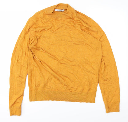 Womens UK Size L Full Circle Yellow Basic T-Shirt