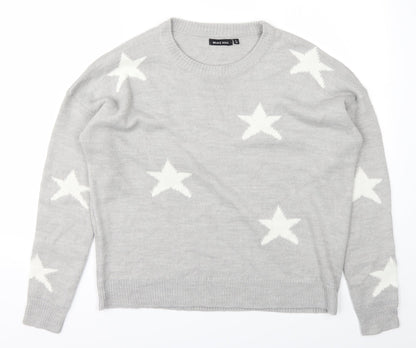 Brave Soul Womens Grey  Knit Pullover Jumper Size 12  - Stars