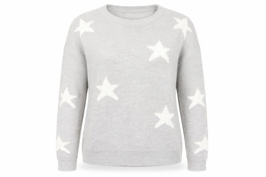 Brave Soul Womens Grey  Knit Pullover Jumper Size 12  - Stars