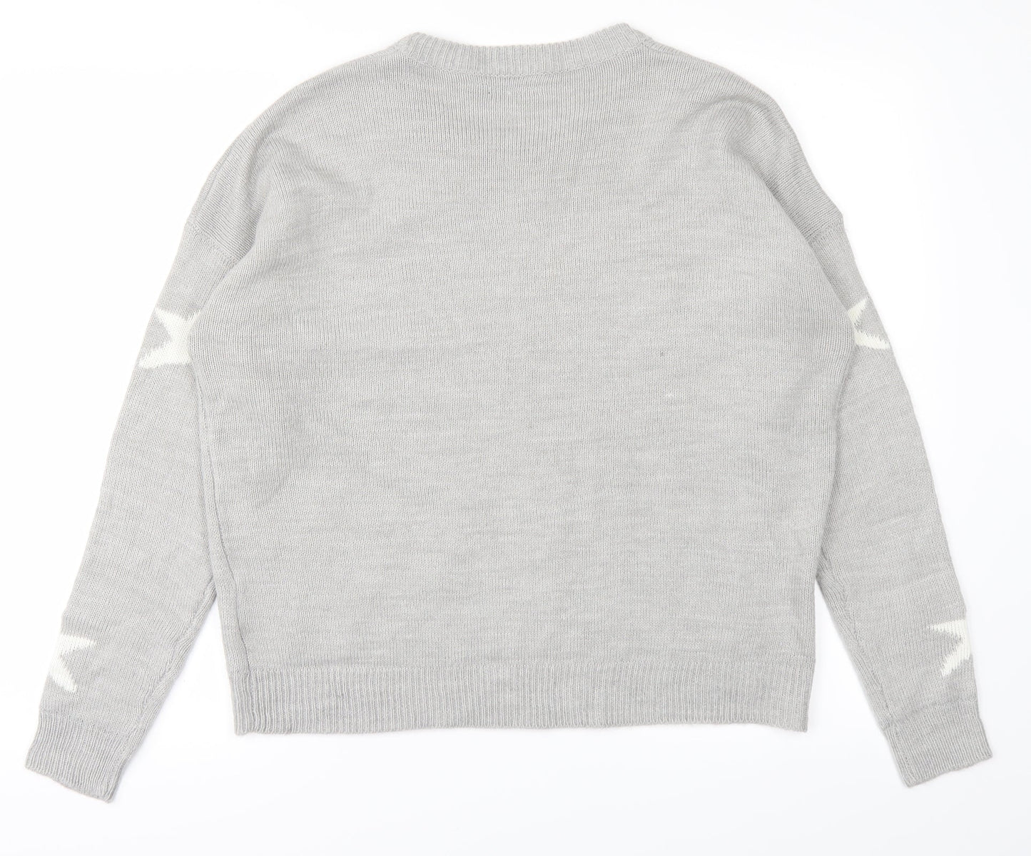 Brave Soul Womens Grey  Knit Pullover Jumper Size 12  - Stars