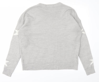 Brave Soul Womens Grey  Knit Pullover Jumper Size 12  - Stars