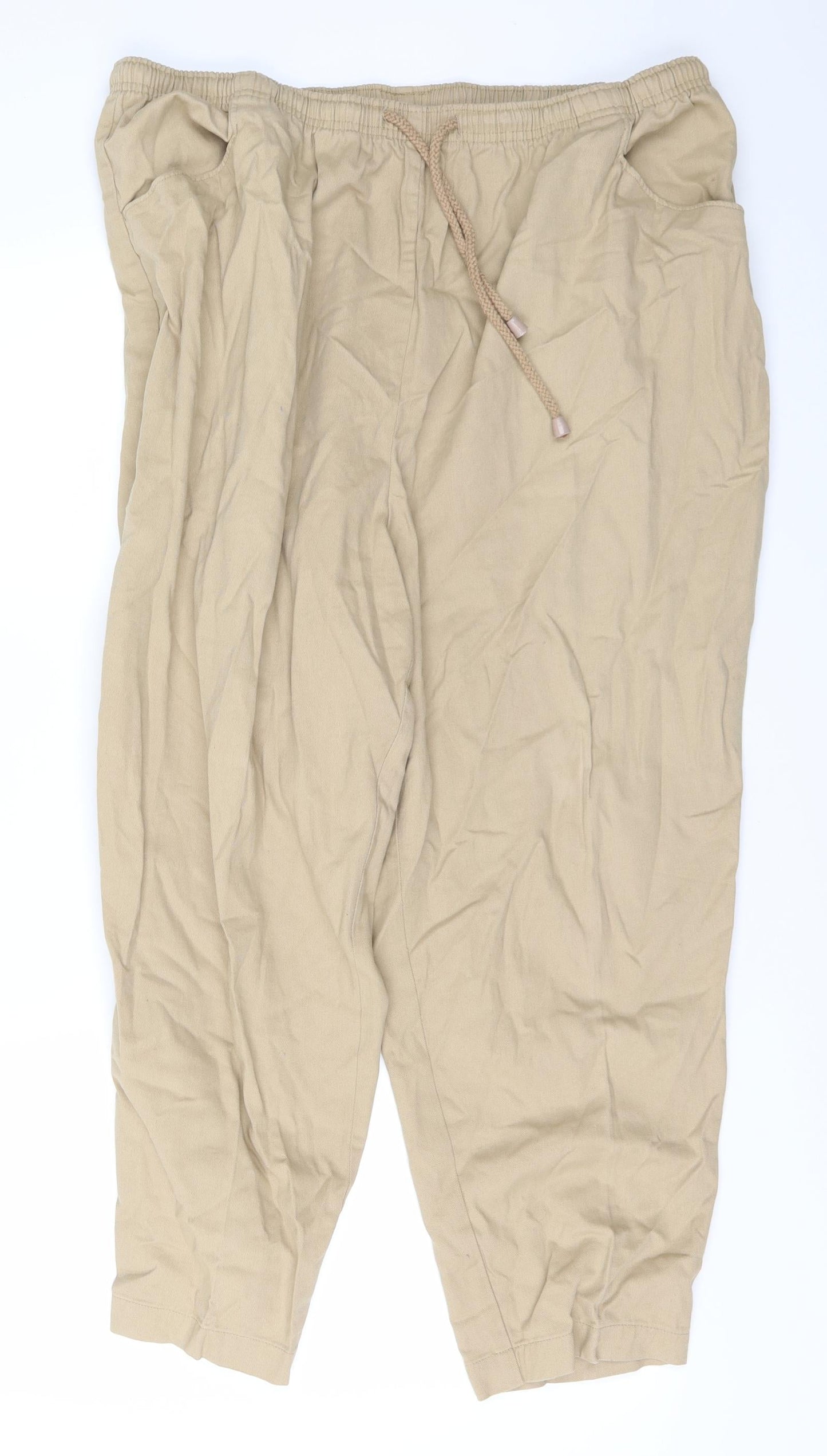 Womens UK Size 22 Amber Regular Fit  Beige Trousers