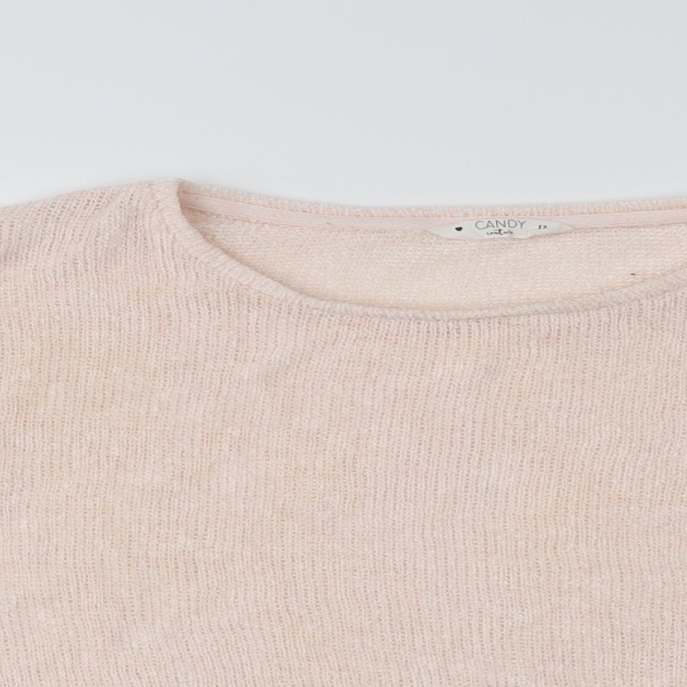 Candy Couture Girls Pink   Pullover Jumper Size 13 Years  - Cropped