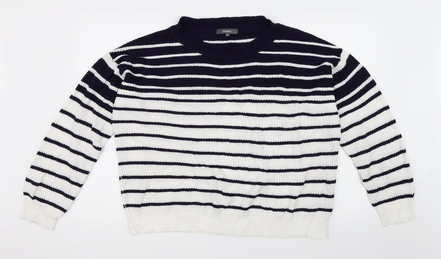 Studio Womens Blue Striped  Pullover Jumper Size 20