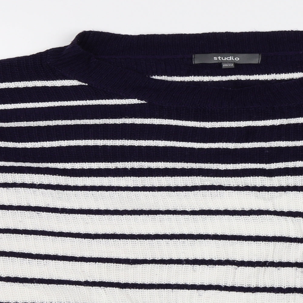 Studio Womens Blue Striped  Pullover Jumper Size 20