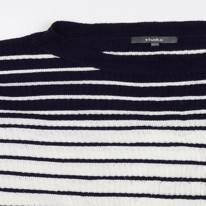 Studio Womens Blue Striped  Pullover Jumper Size 20