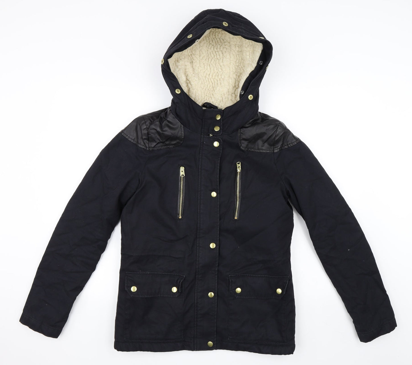 Womens UK Size 8 Topshop Black Parka Coat