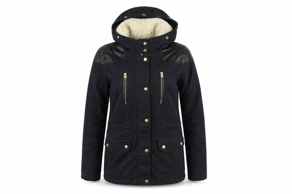 Womens UK Size 8 Topshop Black Parka Coat