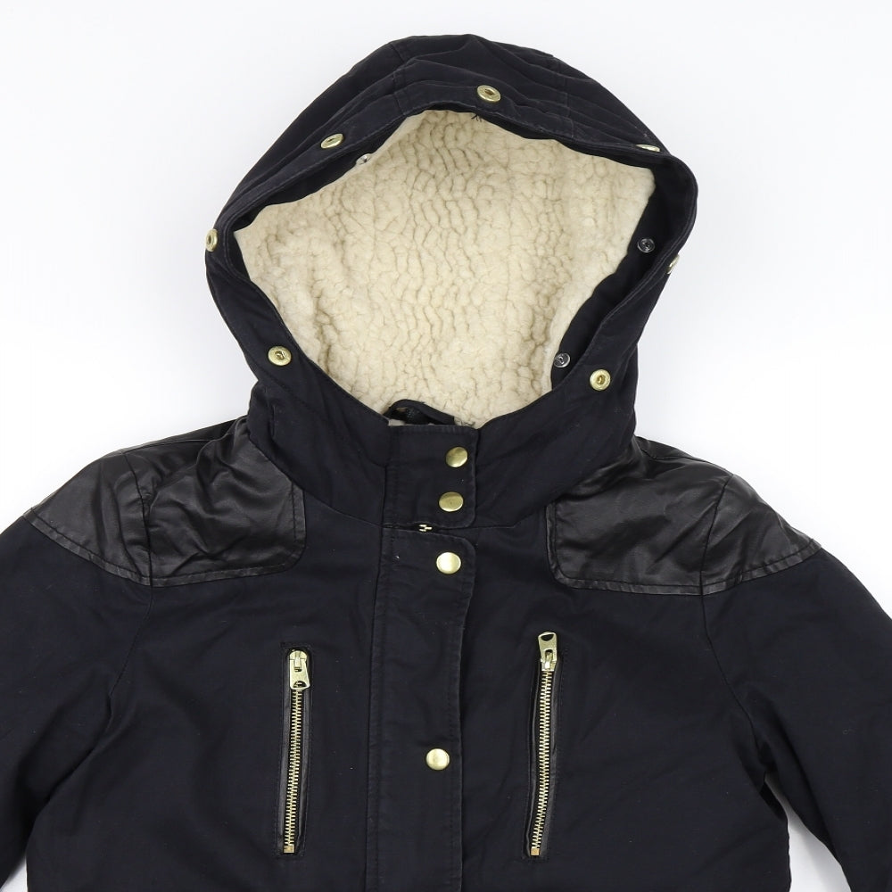 Womens UK Size 8 Topshop Black Parka Coat