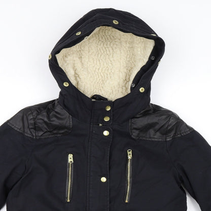 Womens UK Size 8 Topshop Black Parka Coat