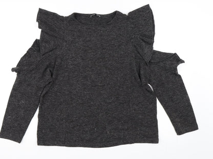 Womens UK Size S Zara Grey Basic T-Shirt