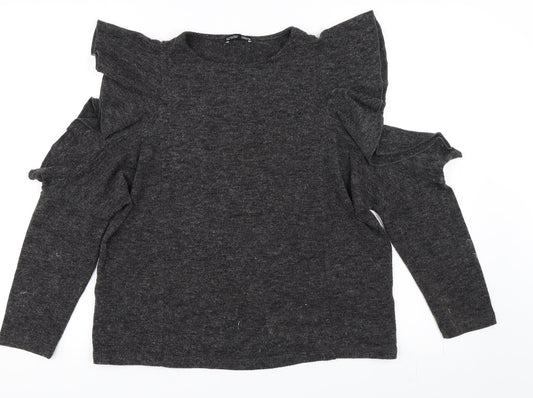 Womens UK Size S Zara Grey Basic T-Shirt