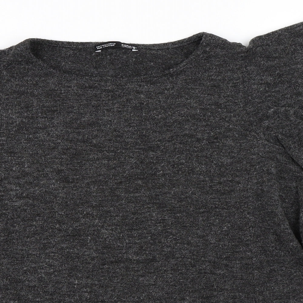 Womens UK Size S Zara Grey Basic T-Shirt