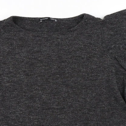 Womens UK Size S Zara Grey Basic T-Shirt