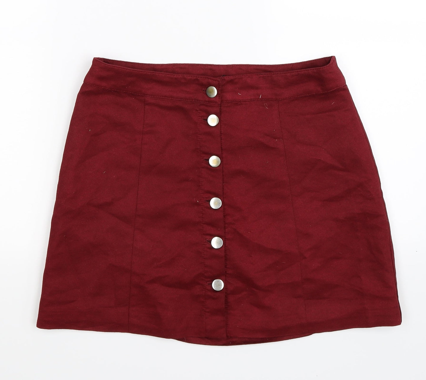 Divided Womens Red  Velour Straight & Pencil Skirt Size 10  - FAUX SUEDE