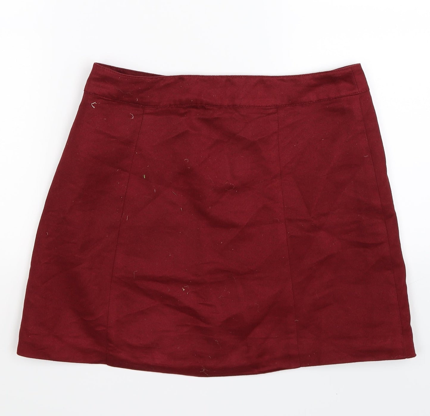 Divided Womens Red  Velour Straight & Pencil Skirt Size 10  - FAUX SUEDE