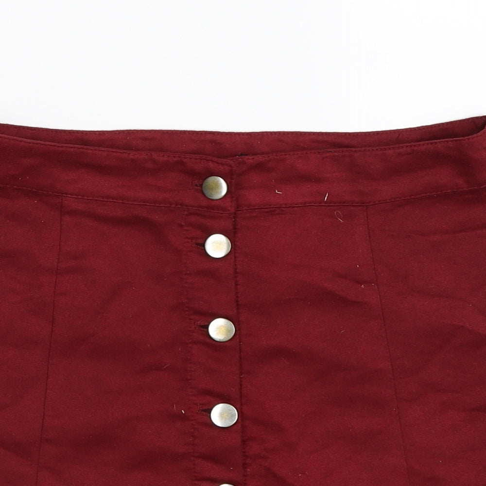 Divided Womens Red  Velour Straight & Pencil Skirt Size 10  - FAUX SUEDE