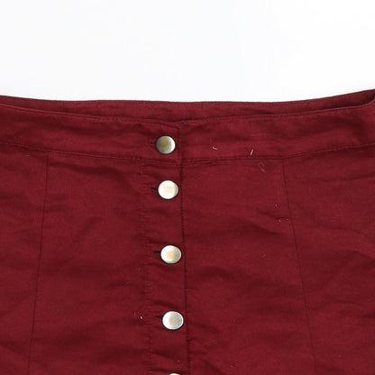 Divided Womens Red  Velour Straight & Pencil Skirt Size 10  - FAUX SUEDE