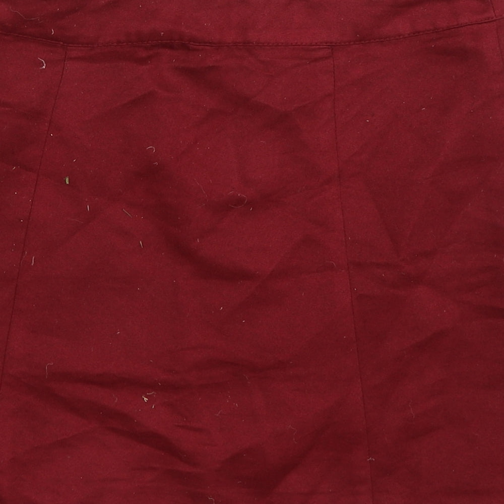 Divided Womens Red  Velour Straight & Pencil Skirt Size 10  - FAUX SUEDE