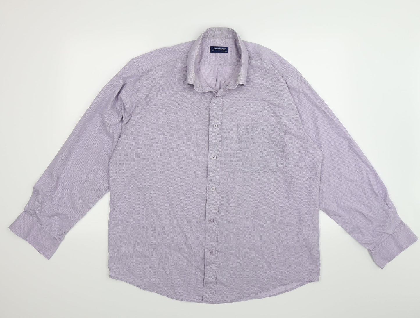Tom Hagan Mens Purple Check   Button-Up Size 17