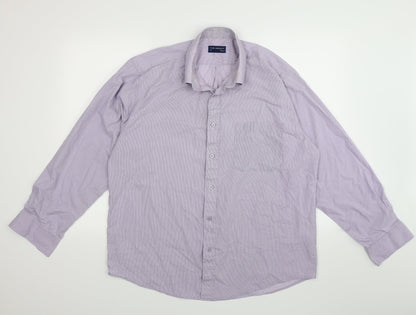 Tom Hagan Mens Purple Check   Button-Up Size 17