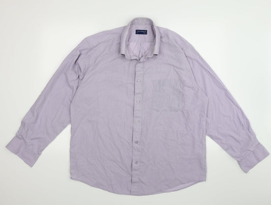 Tom Hagan Mens Purple Check   Button-Up Size 17