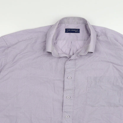 Tom Hagan Mens Purple Check   Button-Up Size 17