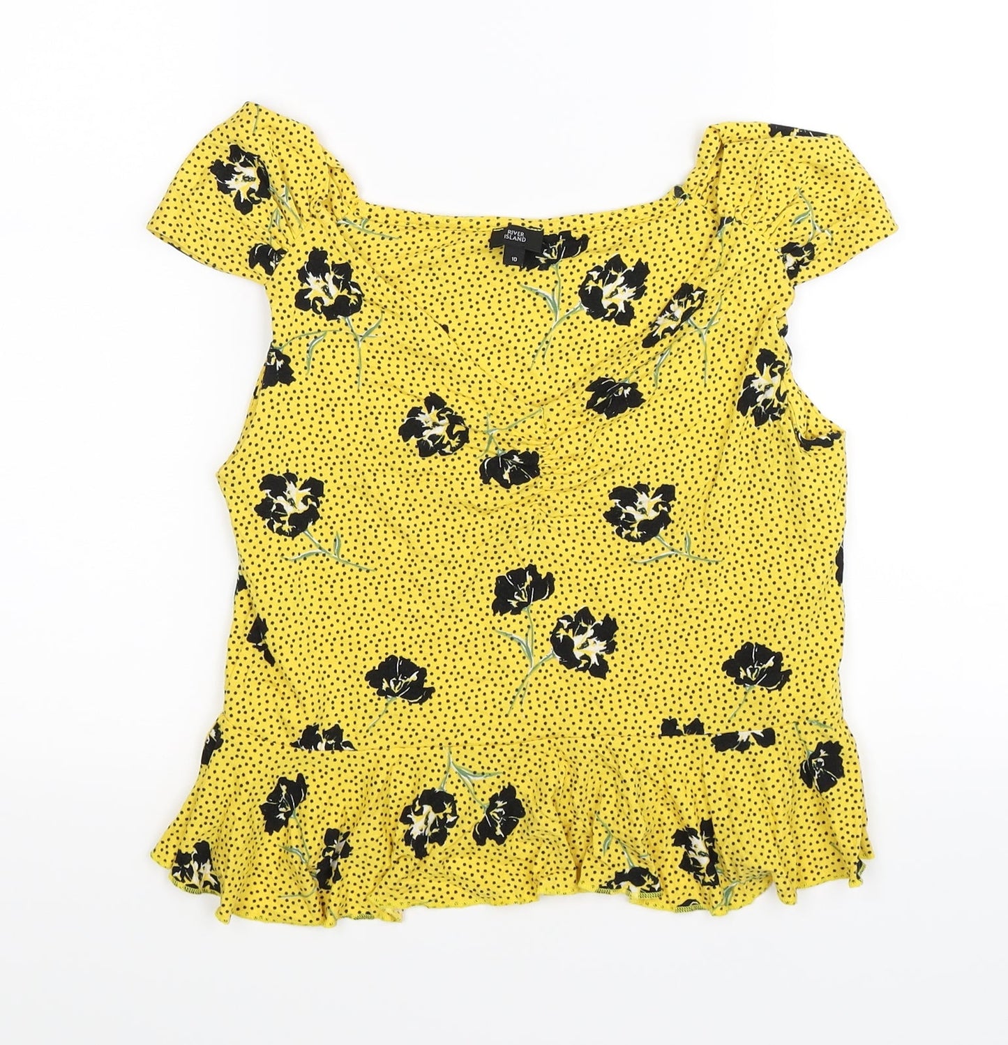 Womens UK Size 10 River Island Yellow Tunic Tank