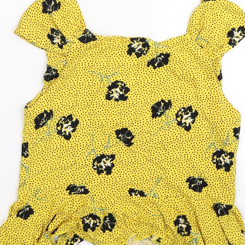 Womens UK Size 10 River Island Yellow Tunic Tank