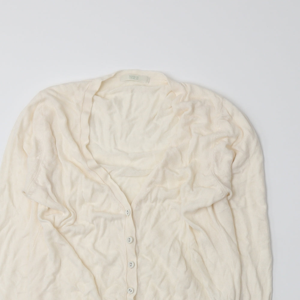 Marks and Spencer Womens Beige  Knit Cardigan Jumper Size 14