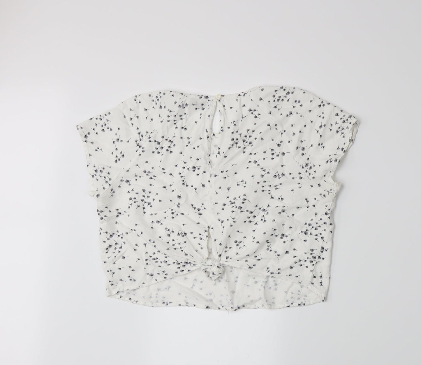 Bershka Womens White Floral  Basic T-Shirt Size L