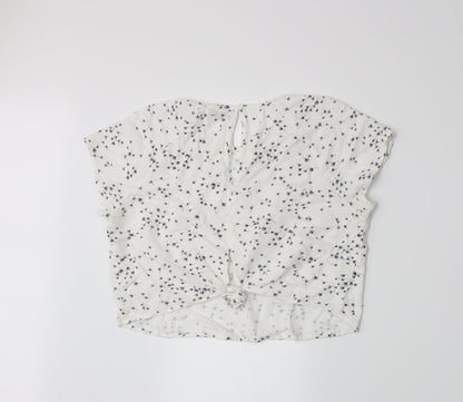 Bershka Womens White Floral  Basic T-Shirt Size L