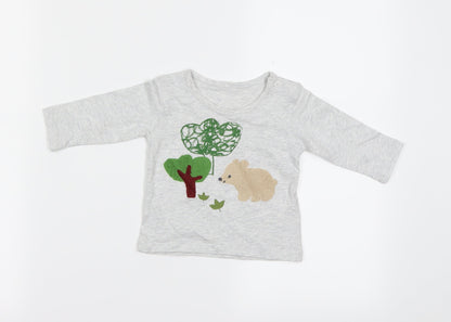 Marks and Spencer  Grey Animal Print  Pullover T-Shirt Size 0-3 Months