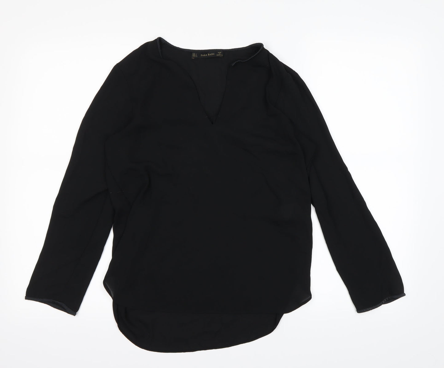 Womens UK Size S Zara Black Basic Blouse
