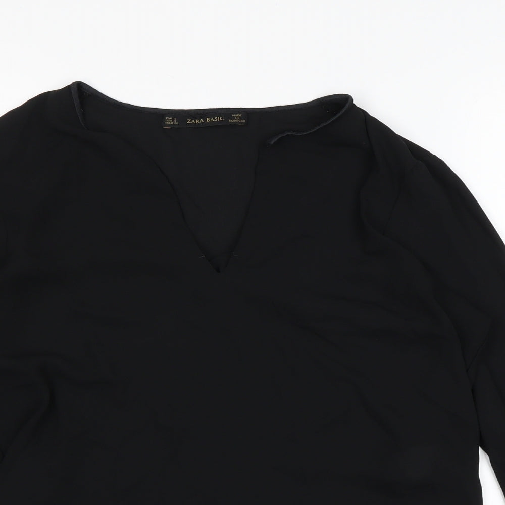 Womens UK Size S Zara Black Basic Blouse
