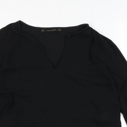 Womens UK Size S Zara Black Basic Blouse