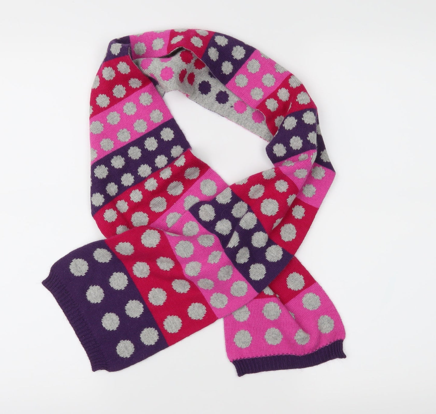 Preworn Womens Pink Polka Dot Knit  Scarf
