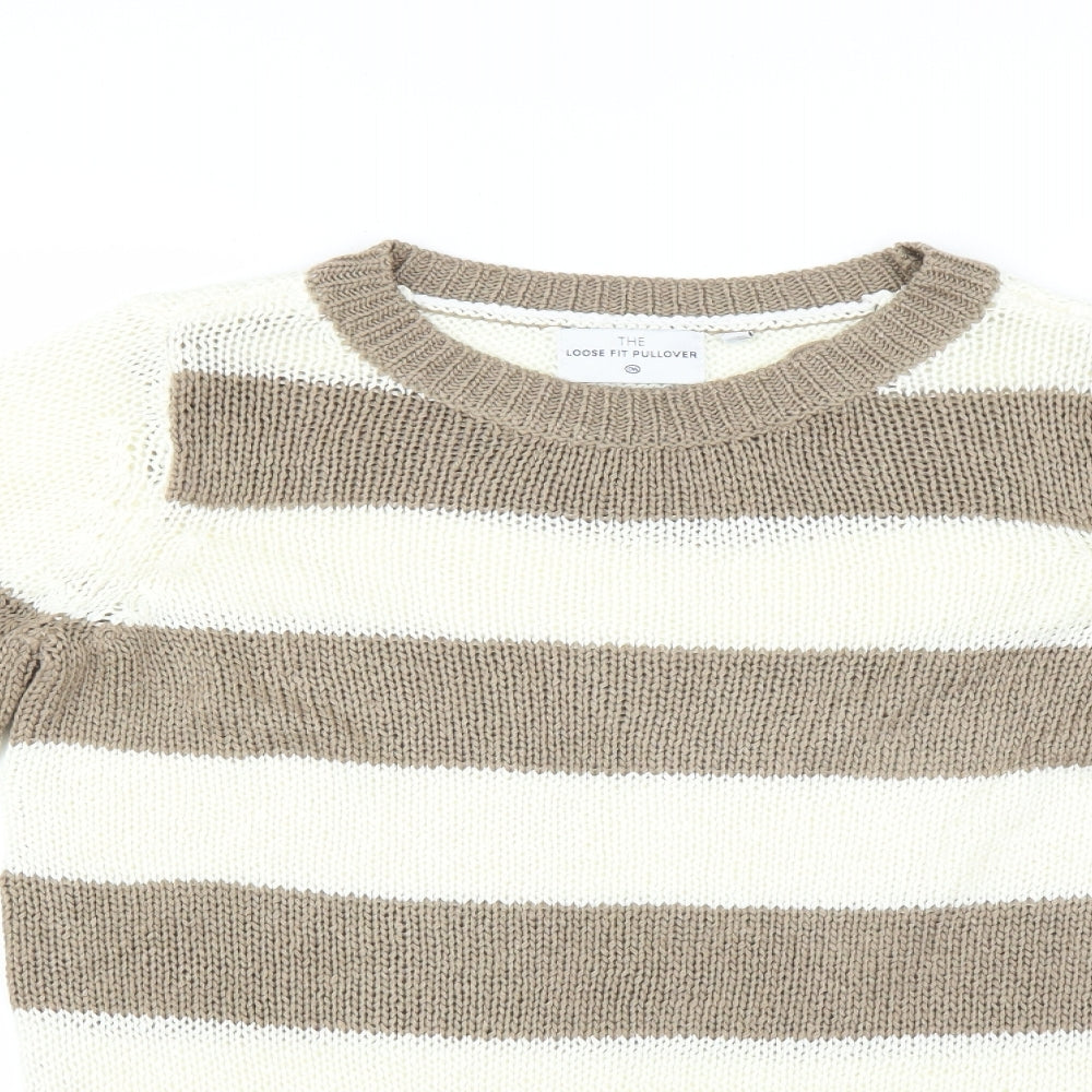 C&A Womens Ivory Striped  Pullover Jumper Size S