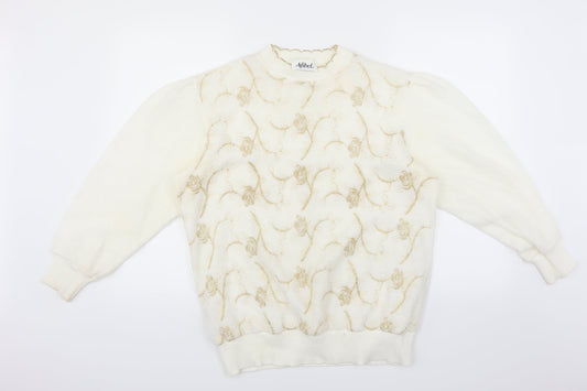 Afibel Womens Ivory Floral  Pullover Jumper Size 16