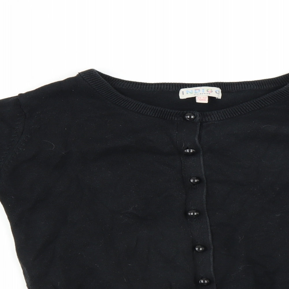 Indigo Girls Black   Cardigan Jumper Size 11-12 Years