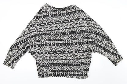 Atmosphere Womens Black Geometric  Cardigan Jumper Size M