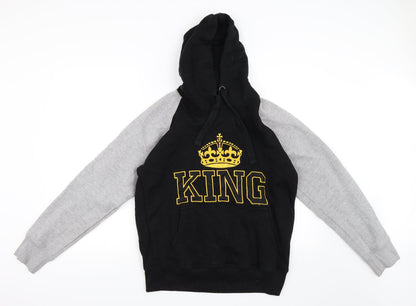 Mens UK Size S Preworn Black Pullover Hoodie