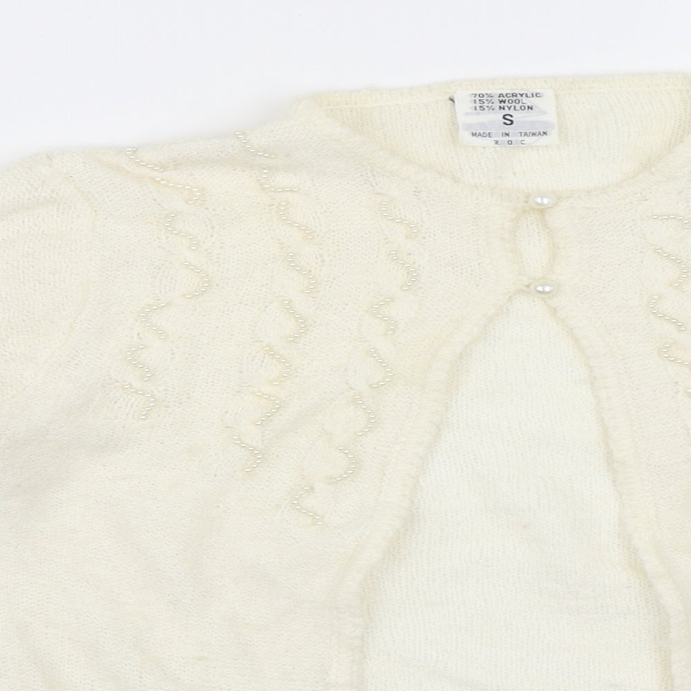 Preworn Girls Ivory   Cardigan Jumper Size S