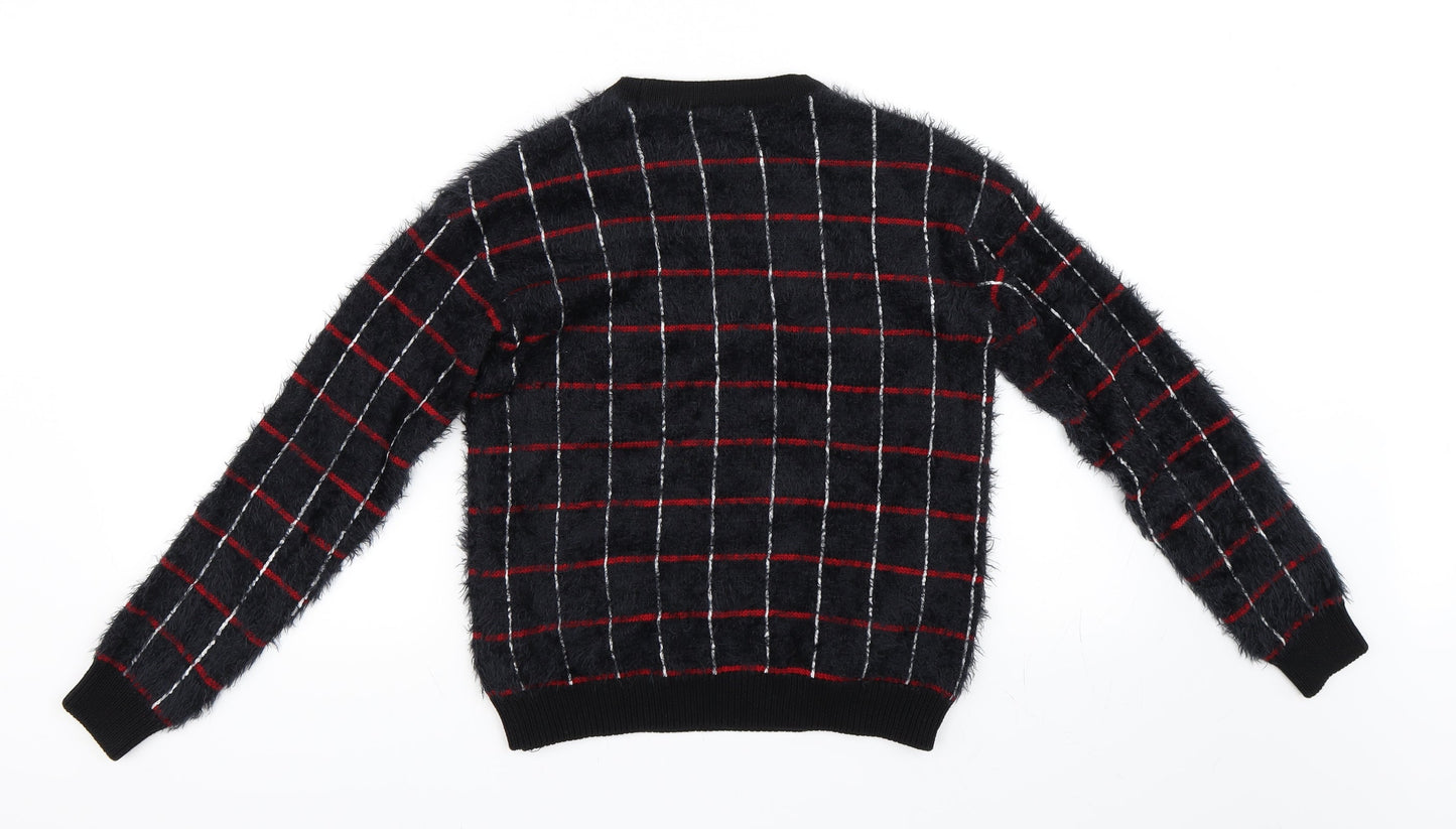 Marks and Spencer Womens Black Check  Pullover Jumper Size 6