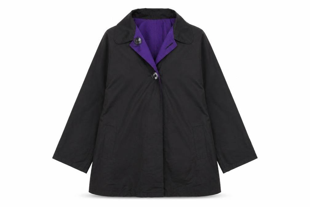 Womens UK Size XL Preworn Black Rain Coat