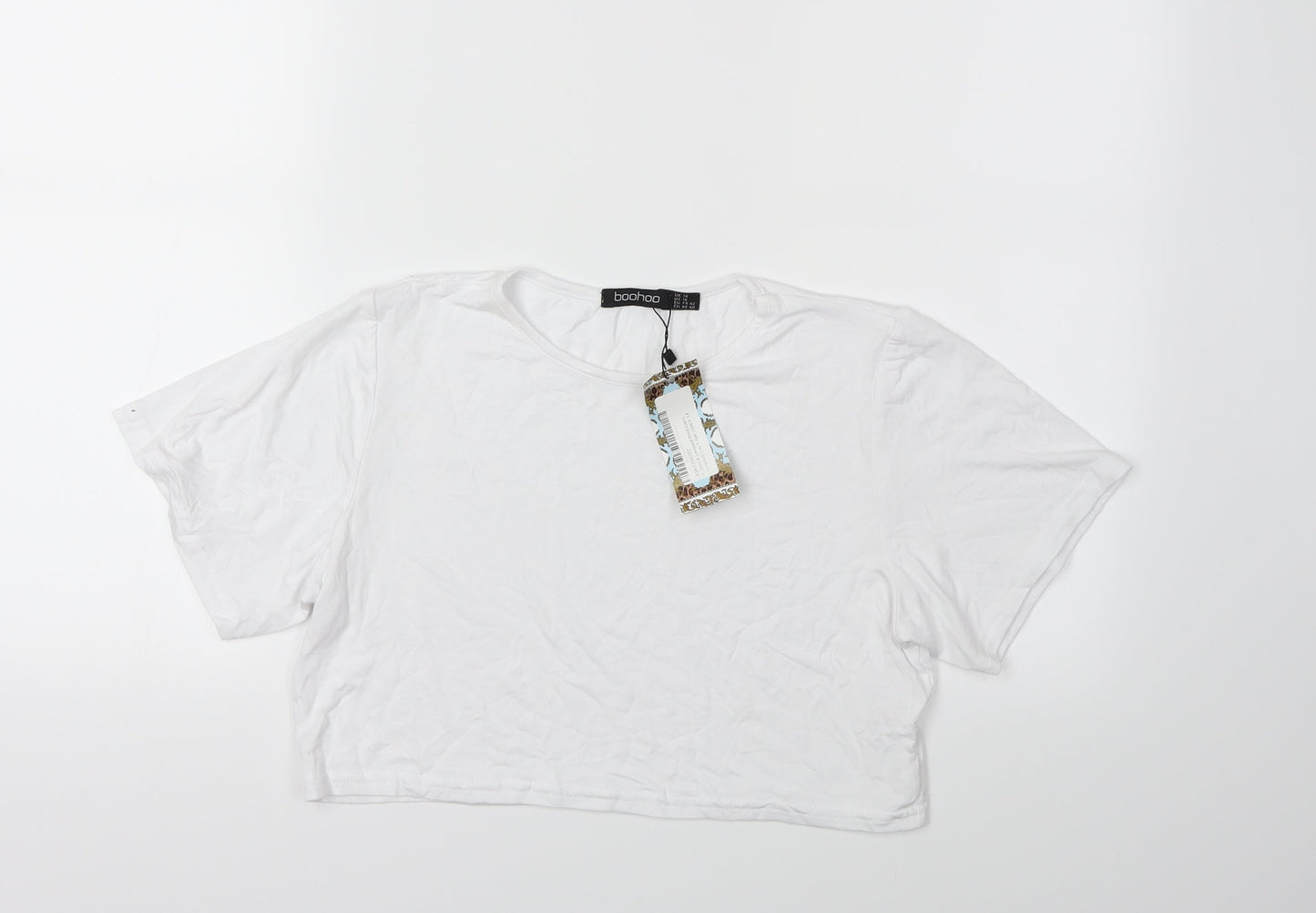 Womens UK Size 14 Boohoo White Basic T-Shirt